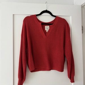 Billabong Women's V-Neck Sweater in Red